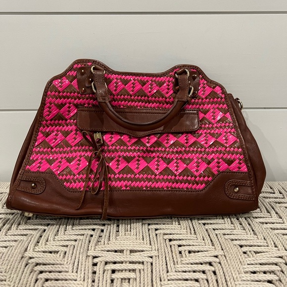 Rebecca Minkoff brown and pink woven handbag - Picture 1 of 4